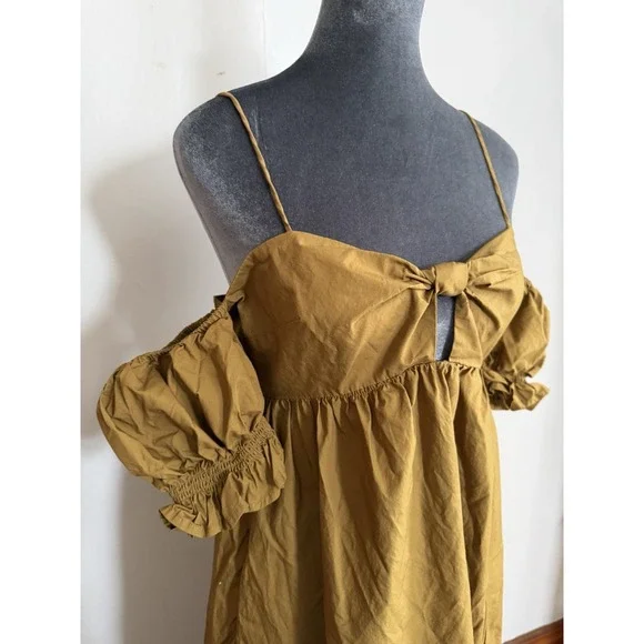 Long Milkmaid Dress Sweetheart Neck Off Shoulder Prairie Country Cottagecore S - Picture 3 of 8